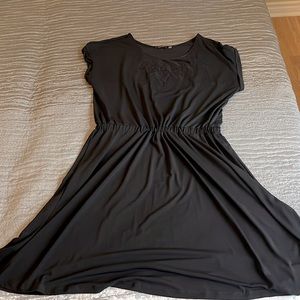 Dex black fancy/casual dress with embroidery detail